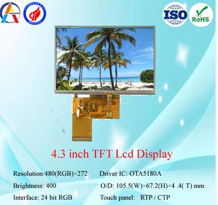 China Low Cost 4.3 inch 480x272 TFT LCD Module