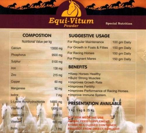 Equi-Vitum Powder Horse Feed Application: Fodders