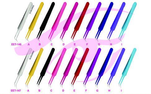 15 & 45 Degree Professional Eyelash Extension Tweezers