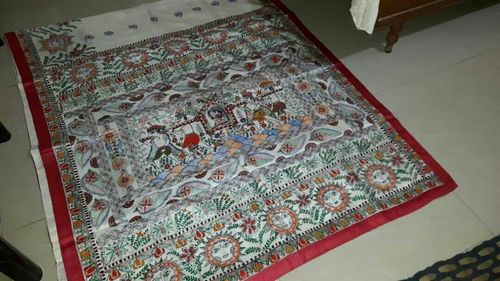 Trendy Madhubani Hand Painted Saree