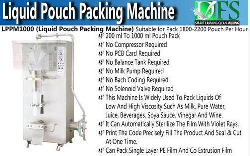 Liquid Pouch Packing Machine - 200ml to 1000ml Volume, Semi-Automatic, 1800 to 2200 Packets per Hour