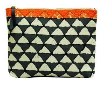 Customized Clean Planet Block Printed Black And Orange Clutch Coin Pouches