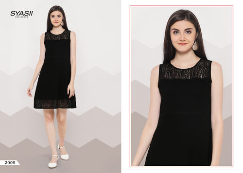 Ladies Fancy Dress - Georgette Fabric, Size S-L-XL, Plain Black, Sleeveless Style | Fine Stitching, High Quality, Party Wear