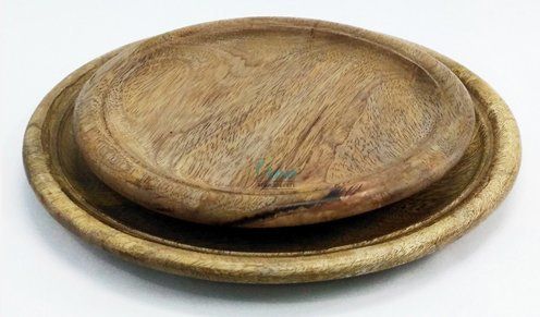 Mango Wood Handicraft Plates Size: 16 Inch