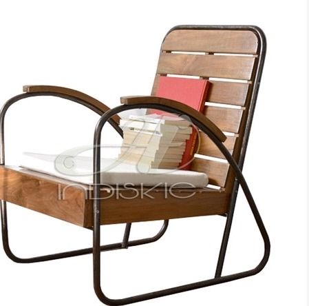 Vintage Industrial Wood Iron Chair