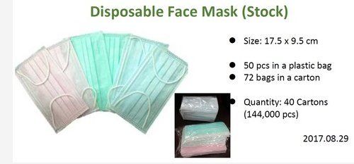 Nonwoven Disposable Face Mask (Stock)