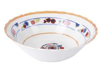 व्हाइट पोर्सिलेन अनाज और नूडल बाउल डिकल्स के साथ