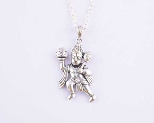 Silver Finish Lord Hanuman Pendant Height: 30.20 Millimeter (mm) at ...