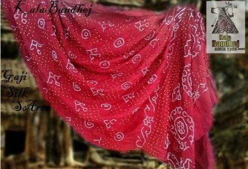 Red Gaji Silk Bandhani Saree