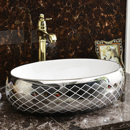 Designer Ceramic Wash Basin - 480*370*130mm , Colorful Oval Above Counter Sink in Any Color