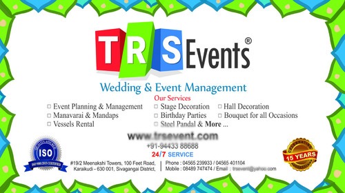 Wedding Hall Decoration Services By TRS Events Wedding Management