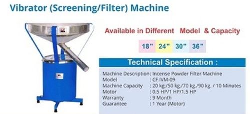 Silver And Sky Blue Electric Powered Agarbatti Masala Screening Machine