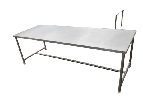 Stainless Steel Dining Table - 1800x900x750mm Rectangle Shape Six Seater with Foldable Stools