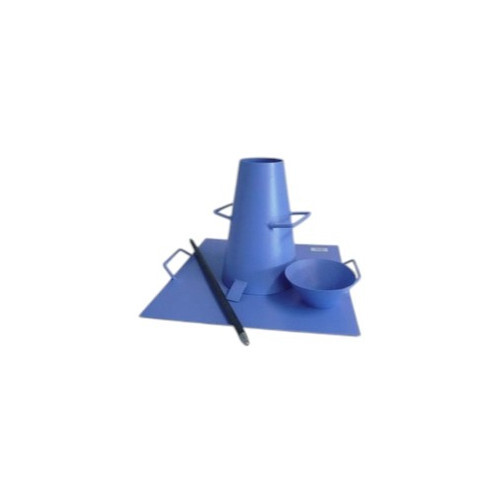 Slump Cone Test Apparatus - Stainless Steel, 20cm Base Dia, 10cm Top Dia, 30cm Height | Functional Handle Design, Graduated Steel Rod Included, Clamps for Stability