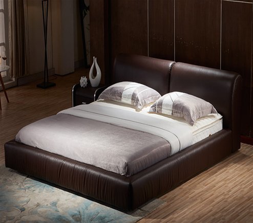 Wood Frame Structure Italian Leather, Italian Leather Bed