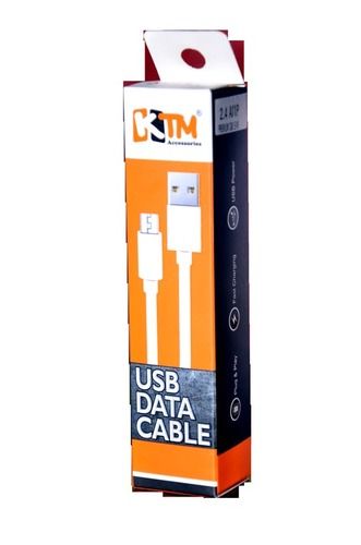 White Premium 2.4 Amp Fast Charge And Sync Usb Data Cable 