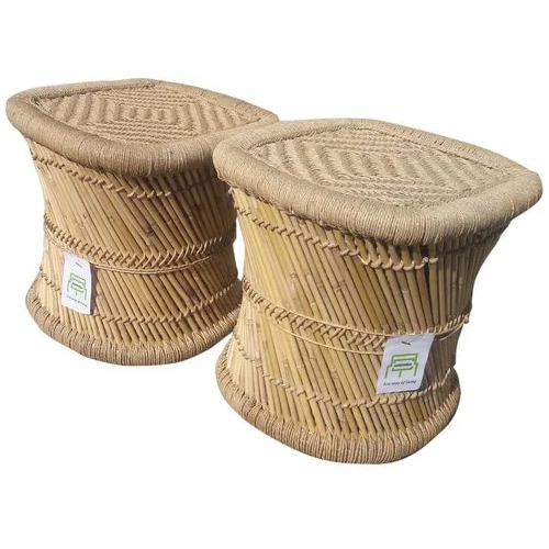 Handicraft Bamboo Cane Stool Set Of 2 - Application: Indoor/Outdoor