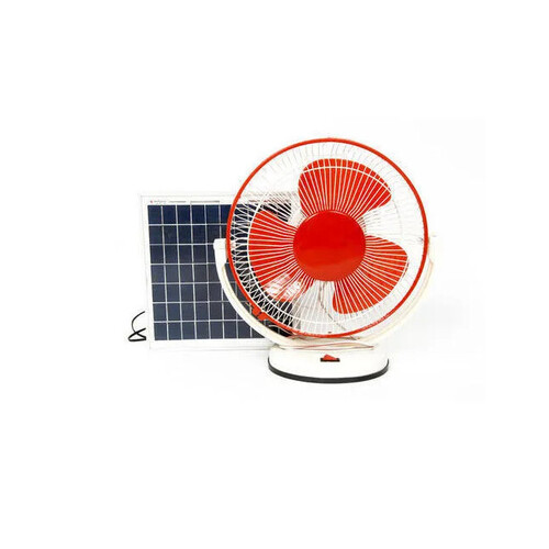 Solar Dc Table Fan - Color: White And Red