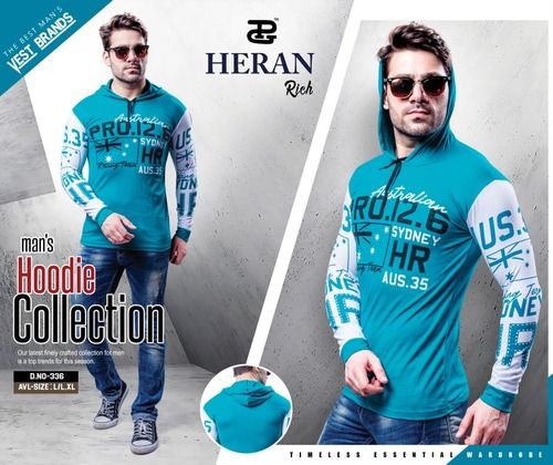 Blue Mens Hoodie T Shirts