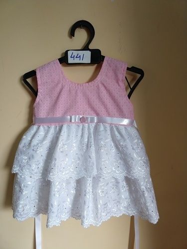 White & Pink Baby Frock 441