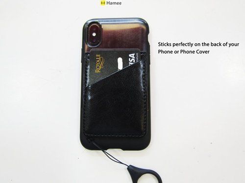 Hamee Leather Card Holder Stick- On For Phone