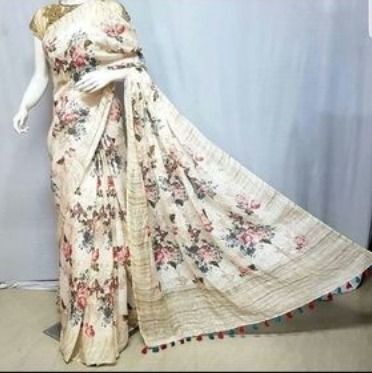 Digital Prints On Pure Export Quality Linen Sarees