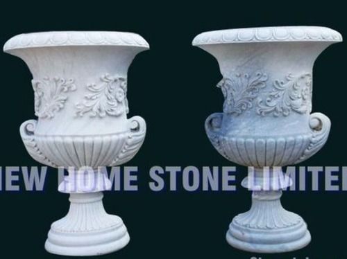 White Marble Carved Flower Pot