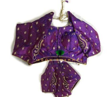 Dual Tone Silk Designer Blouses Size: Large