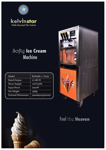 Softy Ice Cream Machine - (2+1) Flavors, High Performance with 250-300 Cone Capacity per Hour