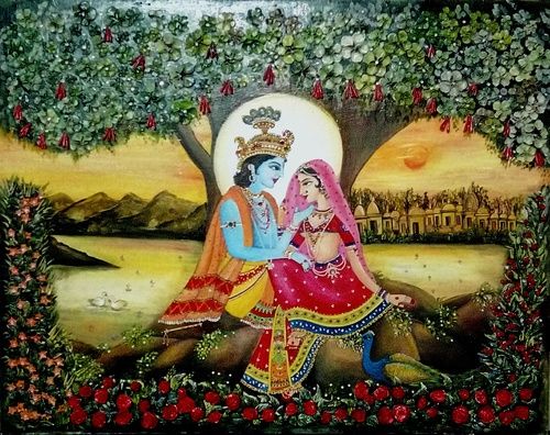 Radha Krishna Painting Medium: Oil