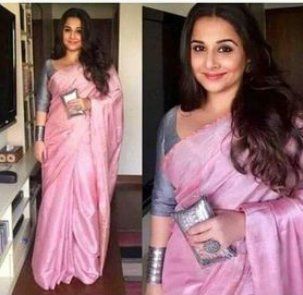 Pink Linen Sarees With Blouse