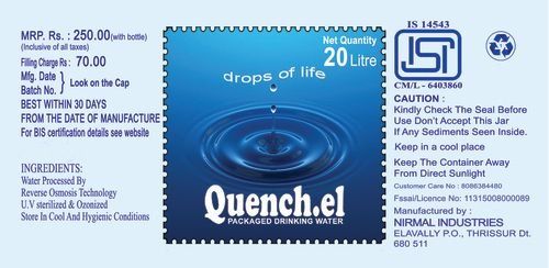 High Quality Packaged Drinking Water (Quenchel)