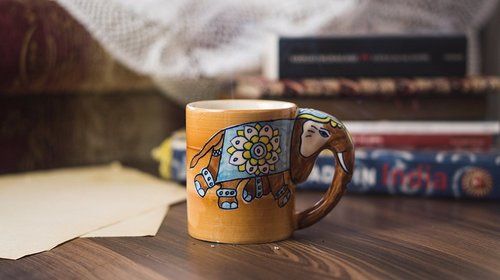 Elephant Inspired Ceramic Mug - Brown