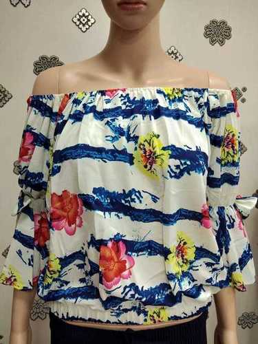 Chiffon Printed Off Shoulder Top