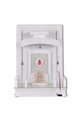 Pooja Mandir - Wooden Model 21 Inches | Spacious Design, White Duco Finish, Easy to Clean, Enhances Home Aesthetics