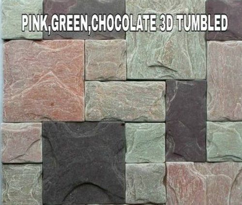 Pink Green Peacock Tumbled Slate Stone Mosaic