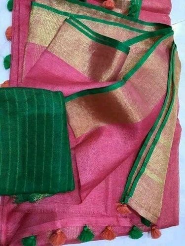 Trendy And Fashionable Linen Saree