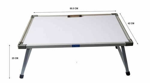 White Top With Grey Powder Coated Legs. Multipurpose Metal Folding Laptop Table, Whiteboard Table