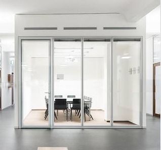 Black Sound Insulated Office Building Lobby Glass Partition