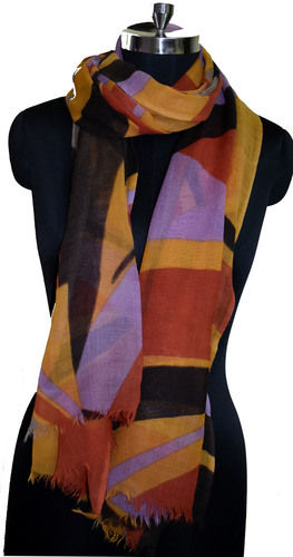 Geometrical Print Wool Scarf