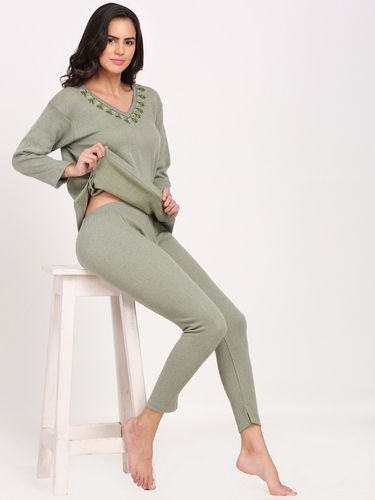 Women Light Grey Poly Cotton Thermal Suit at Rs 450/set