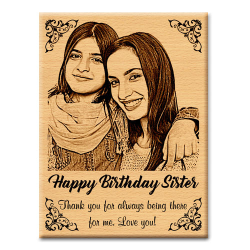 Brown Personalized Wooden Engraved Photo Plaques For Wedding Gift, Birthday Gift Other Occasions