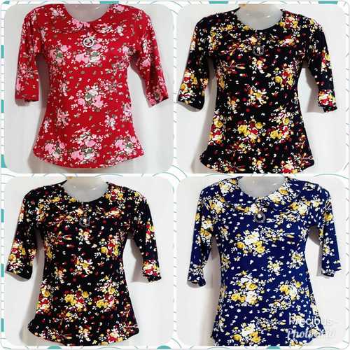 Ladies Fancy Printed Stretchable Tops