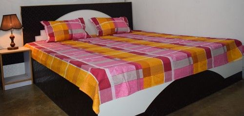 Washable 100% Cotton Double Bed Sheet With 2 Pillow Covers 144 Tc, Orange Colour