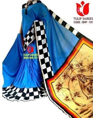 Bishnupuri Hand Painted Silk Saree