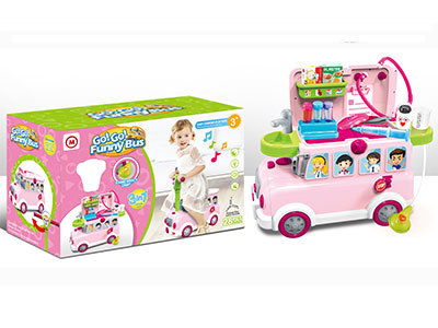 बच्चों के लिए लाइट और संगीत के साथ मजेदार बस डॉक्टर टॉय सेट