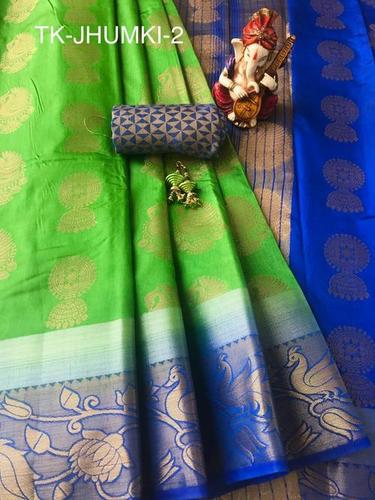 06 Beautiful Peacock Pattern Dhupion Silk Saree