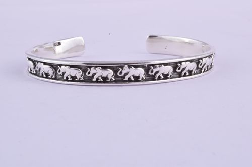 925 Sterling Silver Elephant Designer Bangle Gender: Men