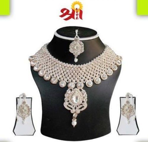 Shriliya Silver White Necklace Set Gender: Women