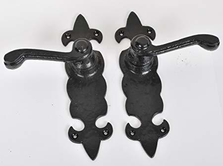 Black Powder Coating Fleur De Lys Cast Iron Mortice Door Handle